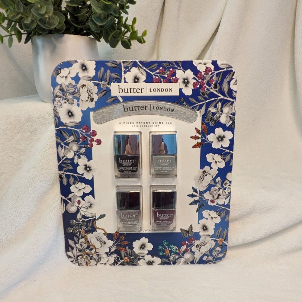 🌸 Butter London 4-Pc. Nail Polish Patent Shine Kit w/ Nail File NIB NWT